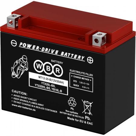 Аккумулятор 6МТС-20 WBR МТ12-20-B (YTX20L-BS, TX20HL-BS, YB16L-B, YB18L-A)