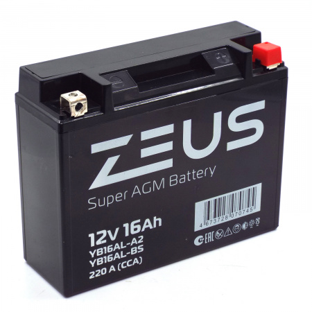 Аккумулятор 6МТС-16 Zeus Super AGM (YB16AL-A2)