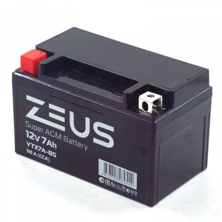 Аккумулятор 6МТС-7 Zeus Super AGM (YTX7A-BS)