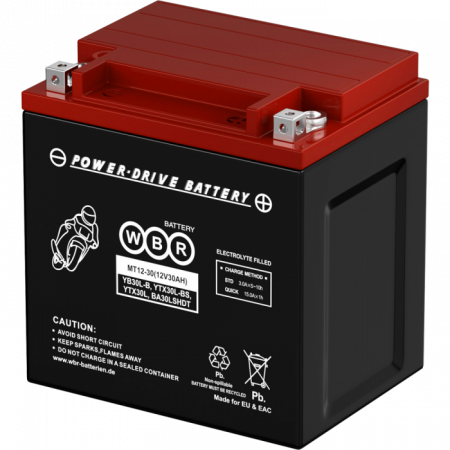 Аккумулятор 6МТС-30 WBR МТ12-30 (YB30L-B, YTX30L-BS, BA30LSHDT)