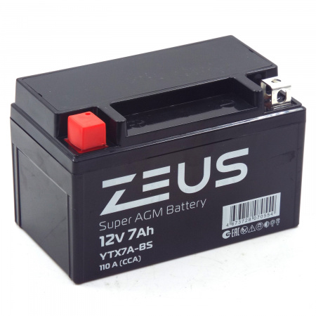 Аккумулятор 6МТС-7 Zeus Super AGM (YTX7A-BS)