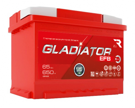 Аккумулятор 6СТ-65 «Gladiator EFB» п/п