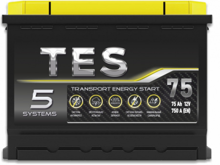 Аккумулятор 6СТ-75 «TES» о/п низ.